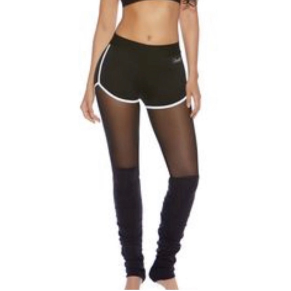 Bombshell 🔥 RARE OG leggings mesh leg warmers thigh high sock gym active blue